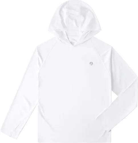 Vista 3 de AODULO Camisetas de manga larga para jóvenes, camisetas de sol para niños, sudaderas con capucha UPF50+ de secado rápido, ajuste para correr