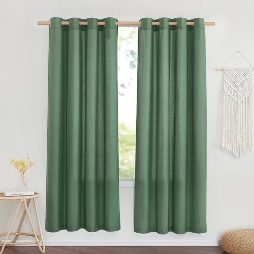 Vista 240 de NICETOWN - Cortinas de lino angora para ventana de cocina sobre el fregadero, con ojales, lino grueso angora, tratamientos cortos para ventanas