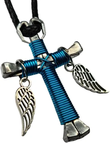 Vista 6 de Cruces de herradura - (Unicolor) Elija su color!, sin metal, PEA-BLU-N