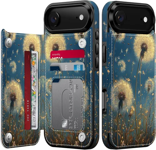 Vista 150 de FUNMIKO Funda tipo cartera para iPhone 15 con tarjetero + clip para efectivo, bloqueo RFID, protección contra caídas de grado militar y obras