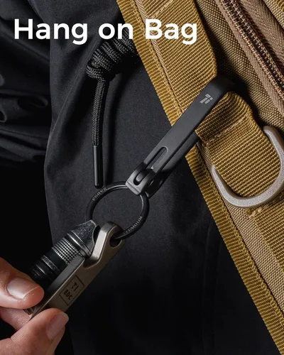 Vista 5 de FEGVE Titanium Key Belt Clip with 1.1″ Ti Key Ring, Rotary Anti-Slip Lock GR5 Titanium Alloy, Ultra-Light, Rustproof & Anti-Deform