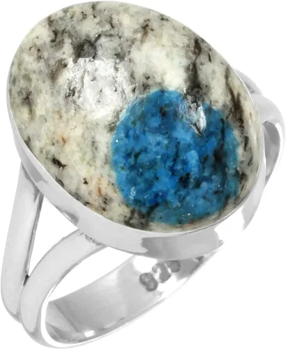 Vista 41 de Anillo hecho a mano de plata de ley 925 genuina grueso con piedras preciosas naturales ágata, cuarzo rosa, lapislázuli, ámbar ovalado, joyería