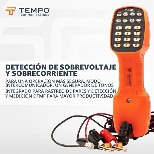 Vista 2 de TEMPO Communications TM-500 - Juego de prueba telefónica compatible con DSL, juego de prueba de Lineman con auriculares, marcación de tono y pulso