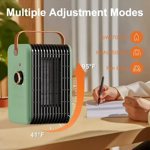 Vista 3 de Calentador de espacio de 1500 W para uso en interiores, calentador eléctrico portátil PTC de 110 V, calefacción rápida de habitación, calentador