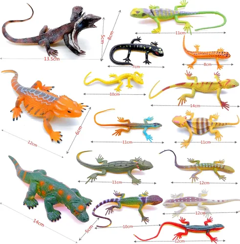Vista 3 de Guaishou Lizards Toys 15pcs realista Lizard Chameleon Reptile Figura Set de juego