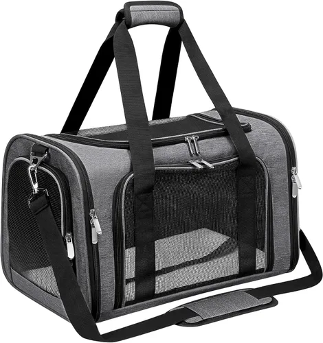 Vista 10 de Transportador de lados suaves para gatos/perros/mascotas, transportadores de viaje plegables para mascotas para gatos grandes/perros pequeños