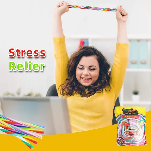 Vista 6 de Juguetes sensoriales para ansiedad, paquete de 5 cuerdas elásticas para niños, fideos de mono texturizados elásticos de 11 a 40 pulgadas, juguetes