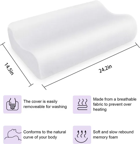 Vista 3 de Restwel almohada de bambú con espuma viscoelástica, duerma mejor, alivio para el dolor de cuello o migrañas Almohada hipoalergénica fresca que ayuda