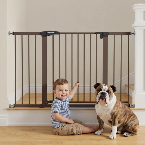 Vista 14 de Mumeasy Puerta de bebé extra ancha de 29.7 a 51 pulgadas para escaleras, puerta para perros de interior extra larga para puertas, puerta para niños