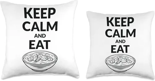 Vista 3 de Funny Clam Chowder Gift for Clam Chowder Lover Keep Calm and Eat - Almohada de almeja, 16 x 16 pulgadas, multicolor