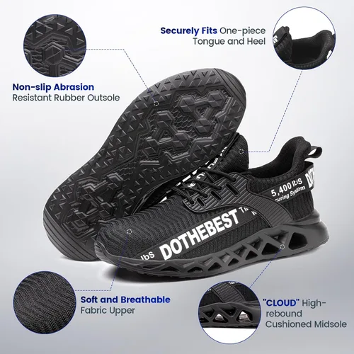 Vista 3 de Furuian - Tenis con punta de acero para hombres y mujeres, zapatos de seguridad ligeros, cómodos, a prueba de pinchazos, zapatos de trabajo