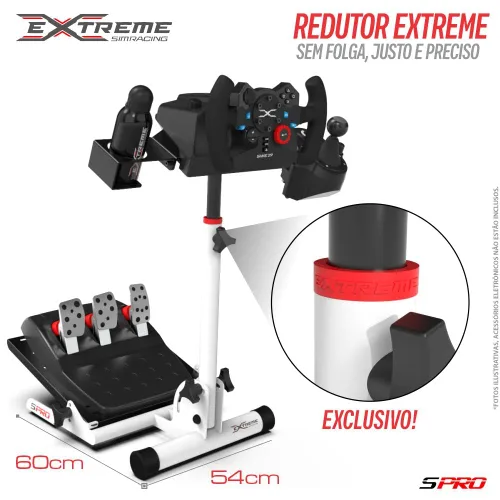 Vista 5 de Extreme Simracing Wheel Stand SPRO - White Edition Racing Simulator For Logitech G25, G27, G29, G920, Thrustmaster And Fanatec - Extremely Compact