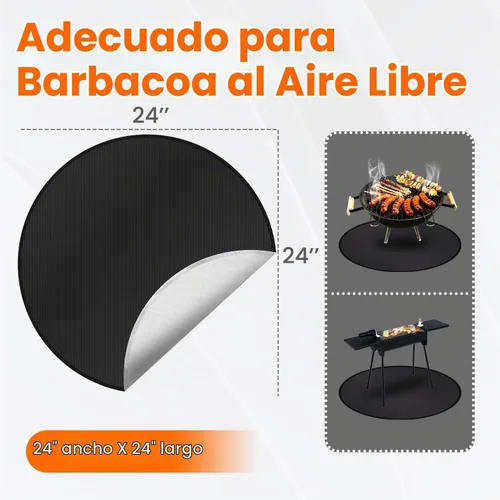 Vista 7 de Almohadilla para hoguera de 24 pulgadas, alfombrilla ignífuga de 4 capas, protector de cubierta, accesorios para hogueras, barril de quemado, tapete