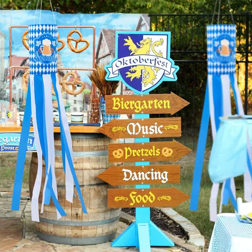 Vista 4 de Oktoberfest - Banderines de estilo bávaro y pancarta de fiesta