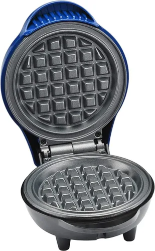 Vista 4 de Kitchen Selectives Mini waflera de Select Brands - Plancha clásica para gofres para gofres tradicionales, salados o de postre, cuenta con Azul