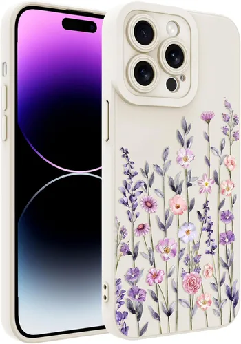 Vista 181 de Magnético para iPhone 13 con protector de pantalla [Compatible con MagSafe] Diseño de patrón floral de flores bonitas, funda delgada a prueba