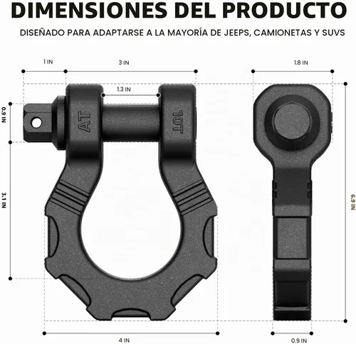 Vista 5 de AUTOBOTS - Grilletes en D de 80,000 libras de resistencia, grillete de clevis de 3/4" de alta resistencia con pin de 7/8" para correa de remolque
