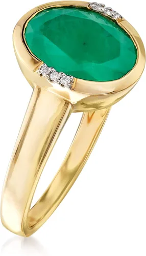 Vista 3 de Ross-Simons 3.00 Carat Emerald Ring With Diamond Accents in 14kt Yellow Gold