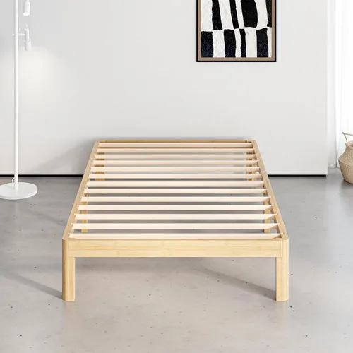 Vista 3 de Marco de cama doble de madera de bambú de 12 pulgadas con soporte de listones de metal