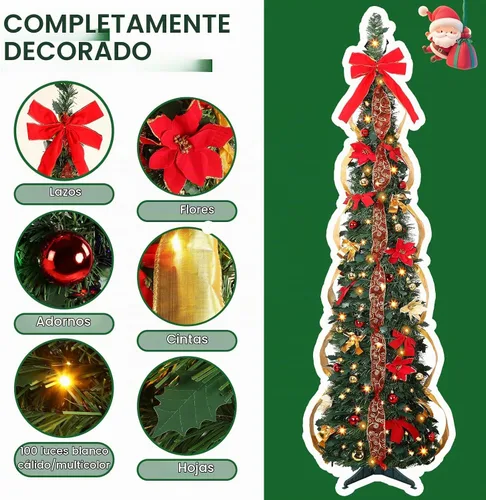 Vista 2 de Alupssuc - Árbol de Navidad desplegable de 4 pies, control remoto, luces de Árbol de Navidad artificial con luces de doble color, control remoto, 9