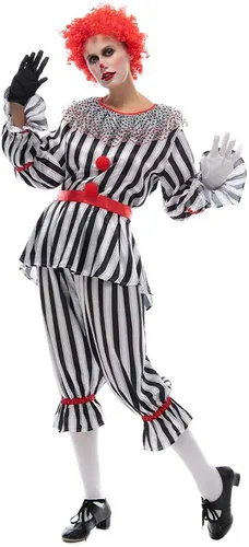 Vista 4 de Disfraz de payaso de circo espeluznante de Halloween para mujer de EraSpooky Multicolorido