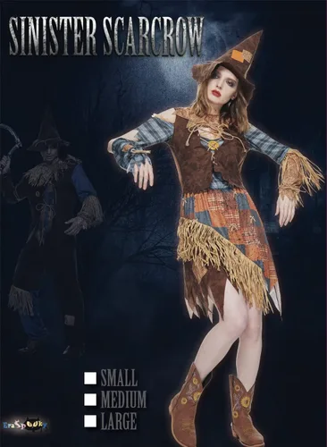 Vista 2 de EraSpooky Disfraz de espantapájaros malvado para mujer, kit de vestido de paja para Halloween