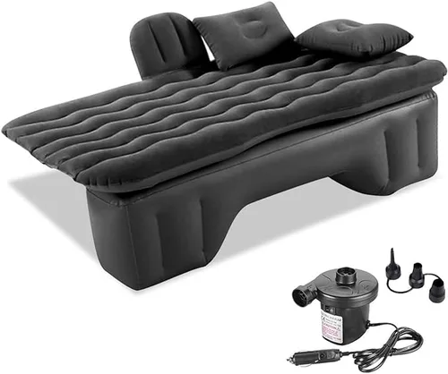 Vista 9 de Colchón de aire portátil para asiento trasero, cama de campamento flocada de doble cara, accesorios de colchón inflable para dormir para viajes
