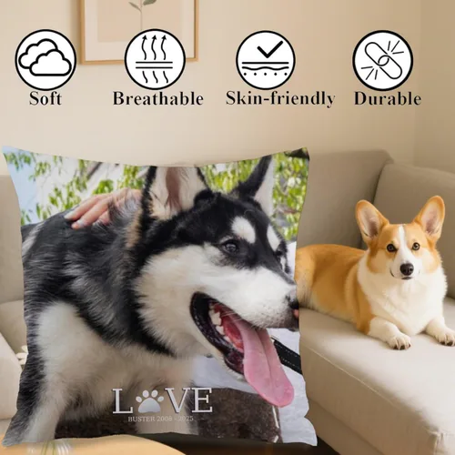 Vista 4 de Custom Single Image Pillow Case with Personalized Text Designed for Home Decoration and offering Gift Charm for Family Celebrations or Holidays