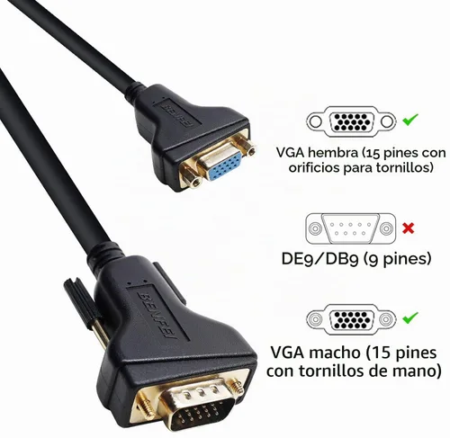 Vista 5 de BENFEI Cable de extensión VGA, macho VGA a cable hembra, 5.9 ft/6 pies