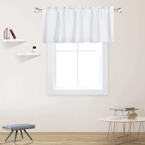 Vista 24 de DECOVSUN Cenefas Aqua para ventanas de cocina, con bolsillo para barra, opacas, con aislamiento térmico, 1 panel de 42 x 18 pulgadas