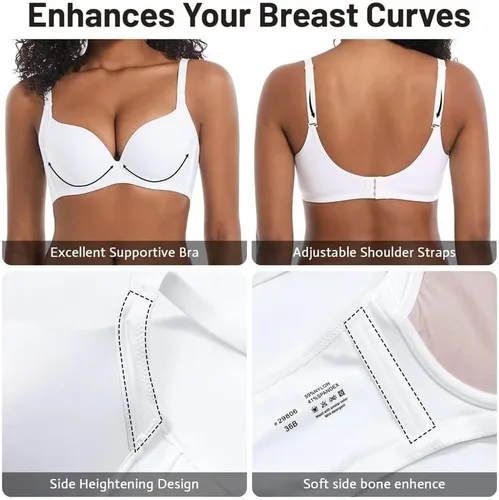 Vista 5 de SYMUNTIE Cómodos sujetadores push up para mujer, cobertura completa y levantamiento invisible