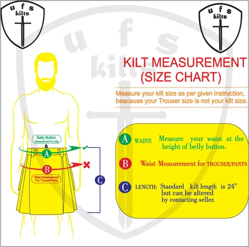 Vista 2 de UFS Kilts- Kilts híbridos escoceses de algodón negro y tartán con correas de cuero para hombre