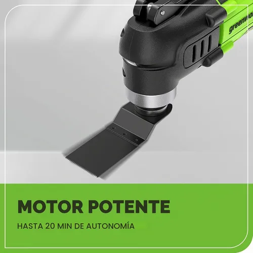 Vista 4 de Greenworks 24V - Multiherramienta inalámbrica, herramienta oscilante para cortar/clavar/raspar/lijar con control de 6 velocidades variables, batería