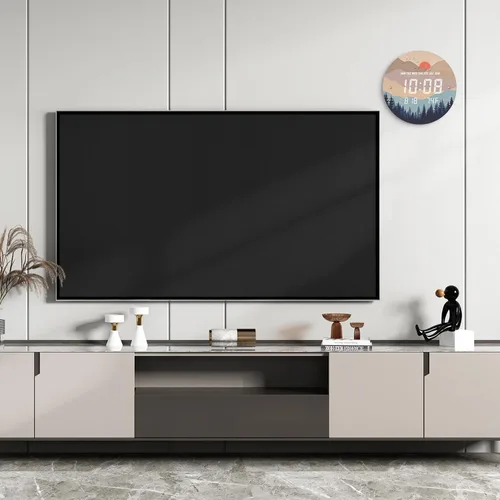 Vista 8 de Reloj de pared digital inteligente iluminado con puesta de sol automático con calendario de temperatura y tiempo, relojes de pantalla grande, reloj
