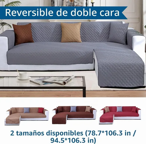 Vista 2 de Funda de sofá de doble cara en forma de L, juego de fundas para sofá seccional, fundas para sofás, sofás, funda protectora de muebles seccionales