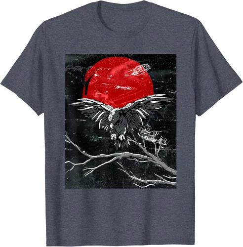 Vista 96 de Red Moon Raven - Camiseta japonesa de cuervo negro, Negro, S