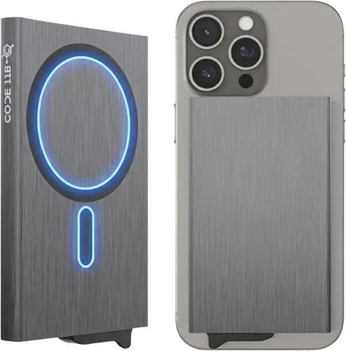 Vista 13 de CODE 118 Billetera – Billetera inteligente automática premium, bloqueo RFID, billetera de metal minimalista emergente para hombres, aluminio de 24K
