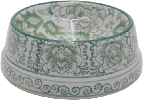 Vista 12 de Aimusego Plato chino de cerámica azul de 6.7 pulgadas para alimentos y agua para perros pequeños y medianos/gatos, tazón antideslizante de porcelana