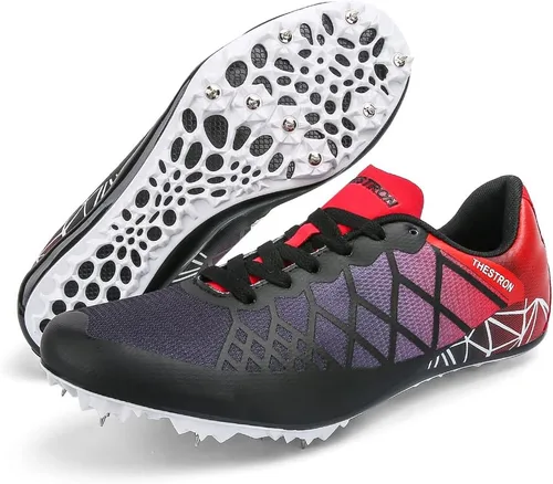 Vista 10 de Tenis de correr para hombre y mujer con Spikes Athletics Racing Track and Field Negro Gris