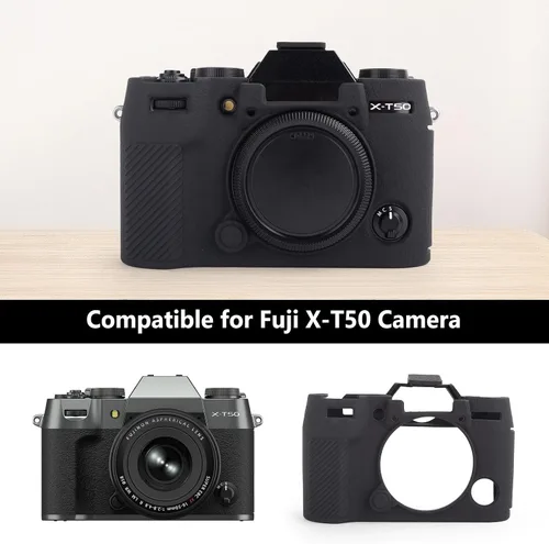 Vista 2 de MUZIRI KINOKOO Funda de silicona compatible con cámara digital Fujifilm X-T50 XT50, goma suave Fuji XT50 X-T50 con superficie esmerilada, agarre