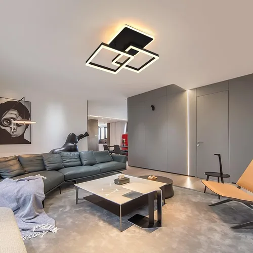 Vista 7 de Garwarm Lámpara de Techo LED Moderna, Regulable de 3 Cabezales Cuadrados Accesorio de Lámpara de Techo con Control Remoto, Candelabro de Techo