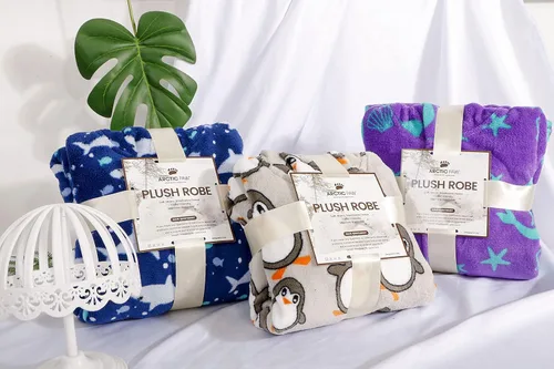 Vista 5 de Arctic Paw - Bata de baño cálida de felpa con capucha de invierno para niños y niñas.