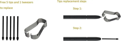 Vista 5 de S6 Lite - Lápiz capacitivo de repuesto para Samsung Galaxy Tab S6 Lite (EJ-PP610BPEGUJ), lápiz capacitivo+puntas/puntas (gris)