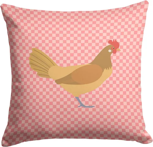 Vista 359 de Caroline's Treasures BB8163PW1414 Beltsville - Almohada decorativa de tela a cuadros pequeños, color blanco, pavo y gallina azul, lavable a máquina