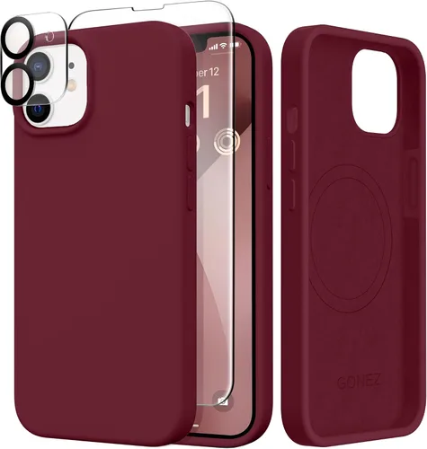 Vista 152 de GONEZ Funda magnética para iPhone 14, compatible con Magsafe, con protector de pantalla + protector de cámara, forro de microfibra antiarañazos