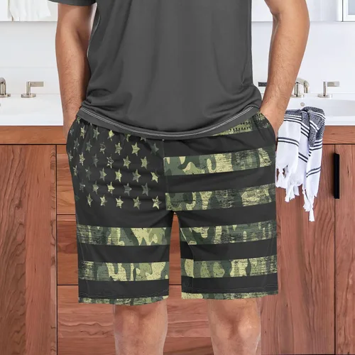 Vista 7 de Pantalones cortos de pijama de gatos negros lindos para hombre, pantalones cortos de dormir súper suaves con cordón y bolsillos
