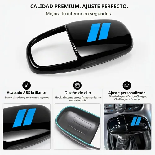 Vista 4 de Cubierta para cabeza de palanca de cambio para accesorios Dodge Charger 2015-2023 Challenger 2015-2024 Durango 2016-2025 2026, inserto