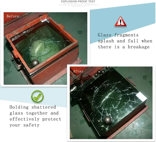 Vista 3 de Película de Seguridad Transparente para Ventana de 2MIL, Bloqueo UV, Calcomanía de Protección de Vidrio de Seguridad Autoadhesiva, 17.5 Pulgadas x