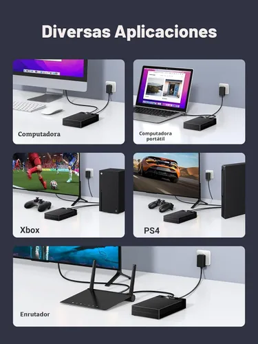 Vista 7 de UGREEN Caja de Disco Duro Externo para SSD HDD SATA de 3.5 2.5 Pulgadas USB 3.0 a SATA III Caja de Disco Duro con Adaptador de Corriente UASP 12V