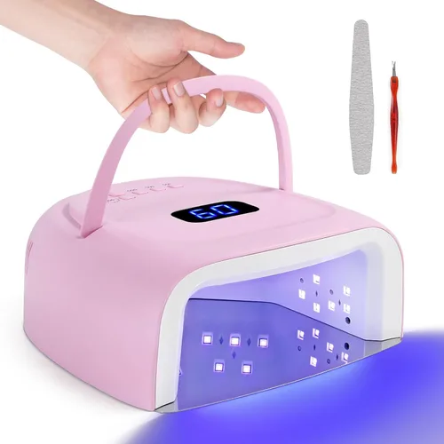 Vista 8 de Luz UV inalámbrica portátil profesional recargable de 60 W UV LED para máquina de lámpara de uñas con parte inferior de acero inoxidable extraíble